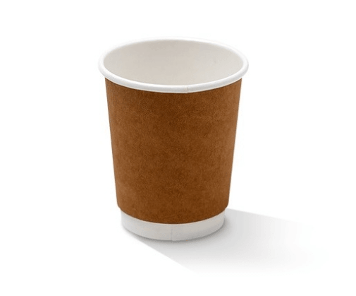 8*oz PE Coated Double Wall Coffee Cup 90mm/Kraft  100-500pc