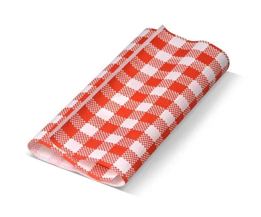 Greaseproof Paper Gingham Red 1/2 Cut 800pcs/pk