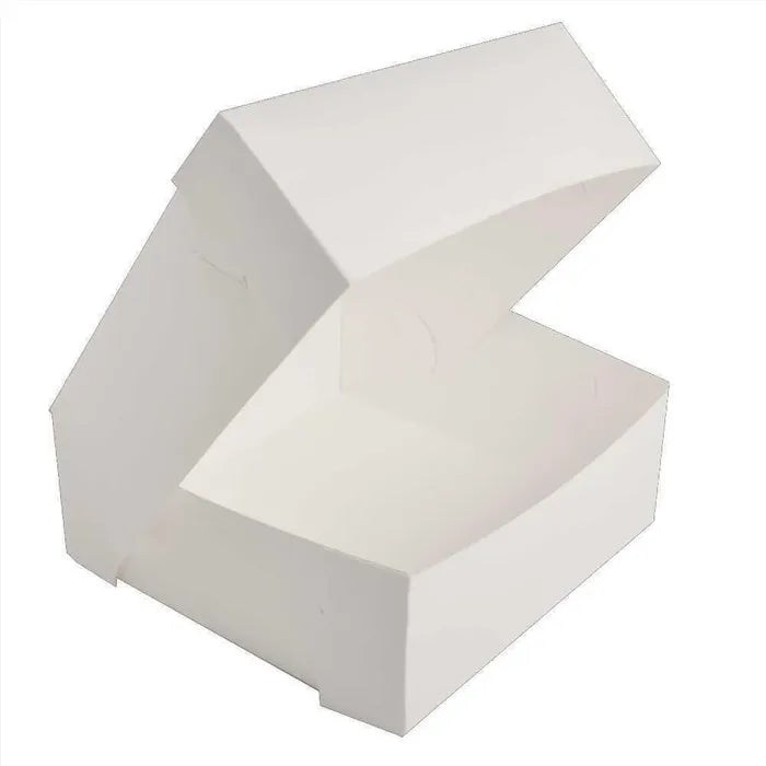 White Milk Board Cake Box with Hinged Lid 12x12x2.5" | 100pc/pk