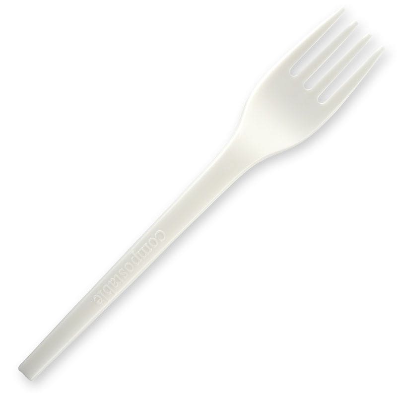 BioPak 16.5cm (6.5") White PLA Fork 1000pc