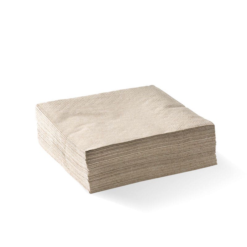 BioPak Natural 2-Ply Corner Embossed Cocktail Napkin 2000pc