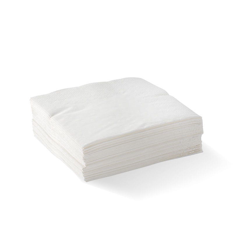 BioPak White 2-Ply Corner Embossed Cocktail Napkin 2000pc