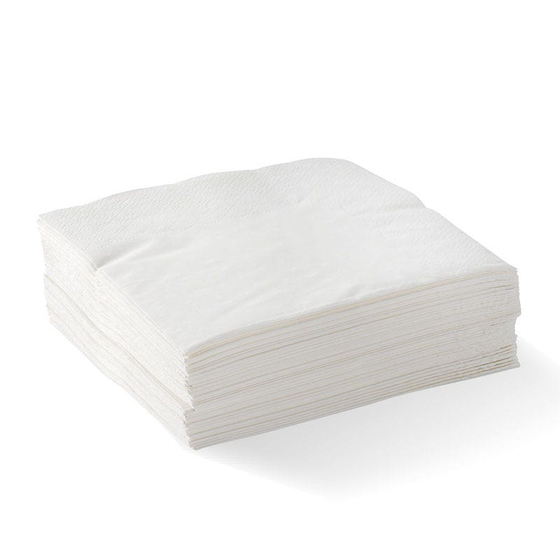 BioPak White 2-Ply 1/4 Fold Corner Embossed Dinner Napkin 1000pc
