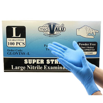 Blue Powder Free Nitrile Gloves - Large 1-10pk