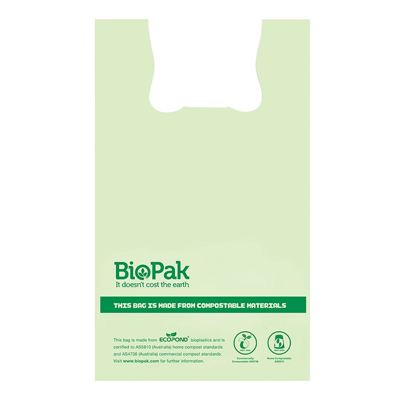 BioPak 20L Green Bioplastic Bag with Handles 1000pc