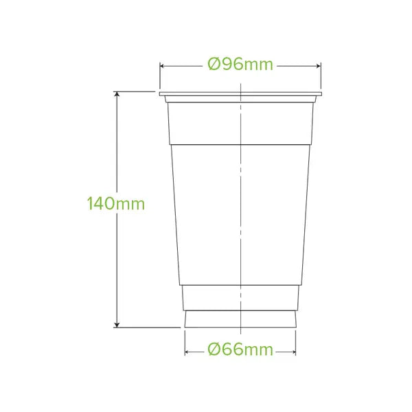 BioPak 600ml Clear Cold Drink Cups 1000pc
