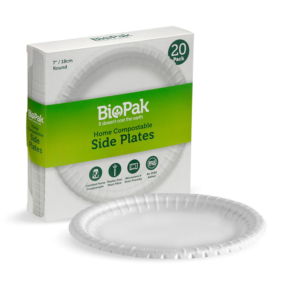 BioPak Retail 18cm White Round Dry Pulp Plate x 5 Packs