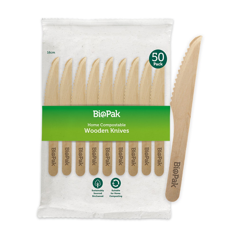 BioPak Retail 16cm Wood Knife 50pk x 32 Packs